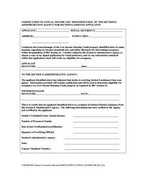 Section 8 Verification of Income form - Arkansas - state ar