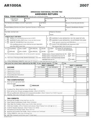 Arkansas Amended Individual Income Tax Form