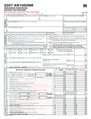 Arkansas Nonresident and Part Year Resident Income Tax Return