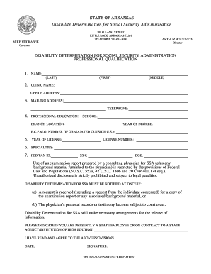 Arkansas Disability Determination Form
