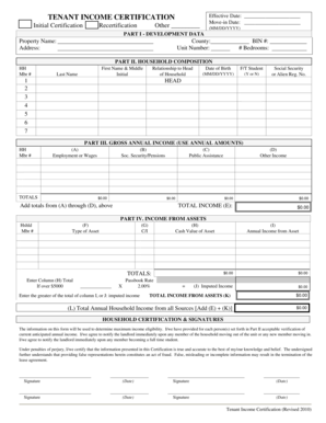Tenant Income Certification Form
