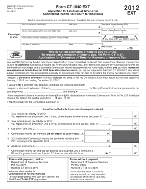 ct1040ext fill online printable fillable blank pdffiller ct 1040 form 2015