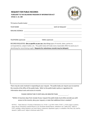 Delaware Public Records Request Form
