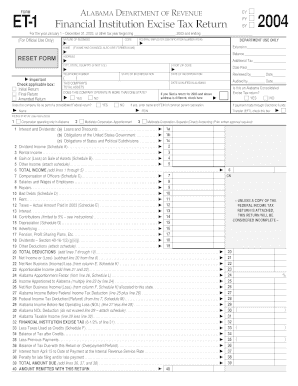 Alabama Financial Institution Excise Tax Return
