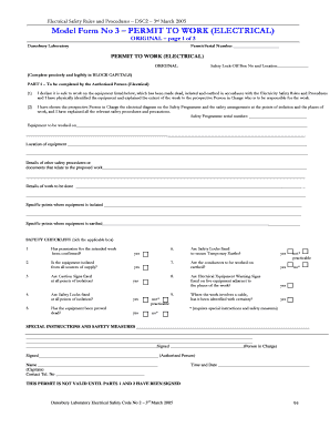 form no 3 electrical safety