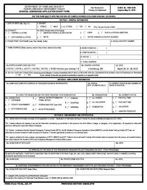 Form 765 - Department of homeland security general admissions ... - CT.gov - ct