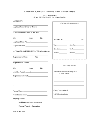 Kansas Tax Grievance Application