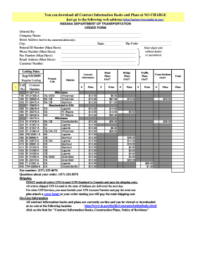 Indiana Department of Transportation Order Form
