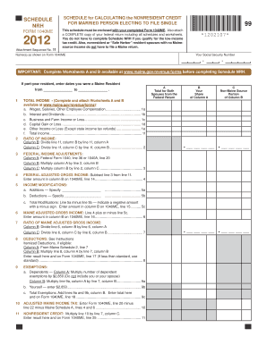 Maine Nonresident Credit Schedule NRH