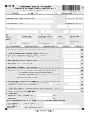 2012 Form 1041ME Income Tax Return