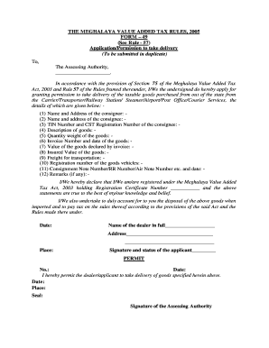 Meghalaya Value Added Tax Form 49