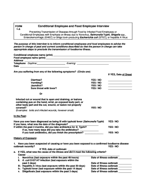 Conditional Employee and Food Employee Interview Form 1-A