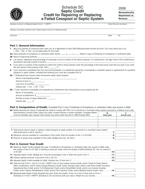 Massachusetts Septic Credit Form 2006