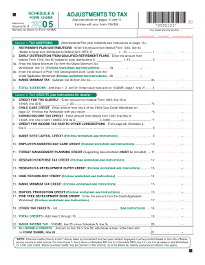 Schedule A Adjustments to Tax Form 1040ME