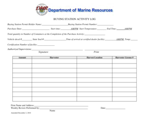 Buying Station Activity Log Form