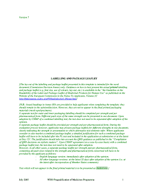 EU Medicinal Product Labelling Template