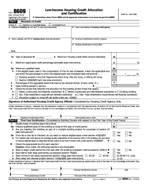 IRS Form 8609 Low-Income Housing Credit Allocation