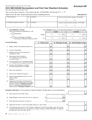 Michigan Nonresident and Part-Year Resident Schedule