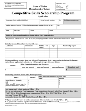 Competitive Skills Scholarship Program Application