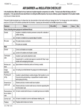 Air Barrier and Insulation Checklist