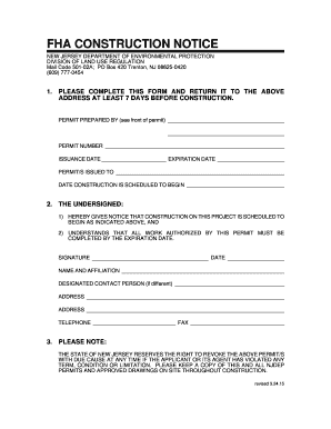 FHA Construction Notice