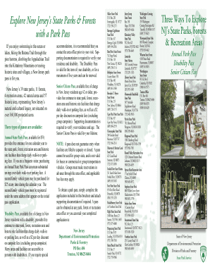 New Jersey State Park Pass Application