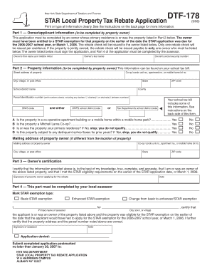 New York STAR Property Tax Rebate Application