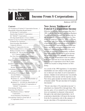 Income From S Corporations - state nj