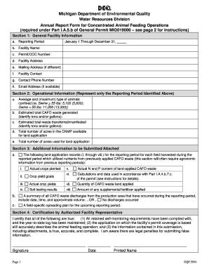 Annual Report Form for Concentrated Animal Feeding Operations - michigan