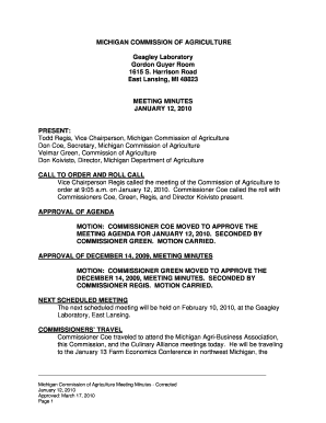 January 2010 Meeting Minutes - State of Michigan - michigan