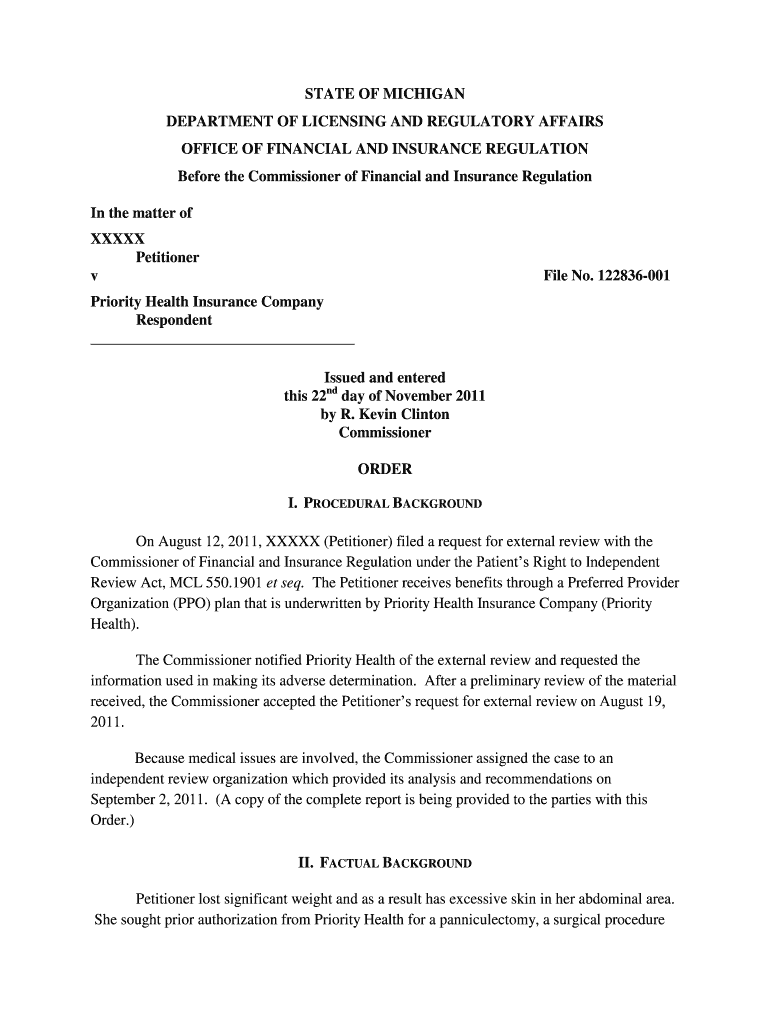 Priority Health 122836; Medical Necessity - State of Michigan Preview on Page 1