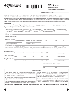 Ohio Cumulative Return Authority Application