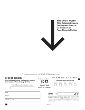 Ohio IT 4708ES Tax Payment Coupon