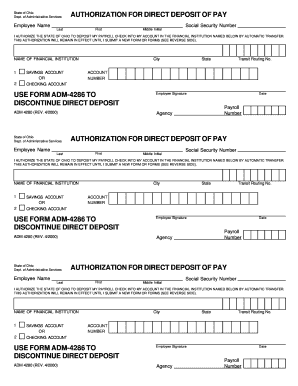 Authorization for direct deposit of pay use form adm-4286 to ...