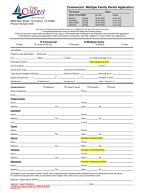 Commercial Multiple Family Permit Application
