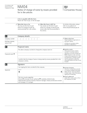 UK Company Name Change Notice