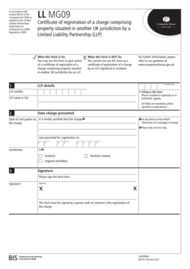 UK LLP Certificate of Registration of a Charge