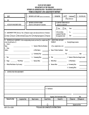 New Jersey Vehicle Request and Assignment Report