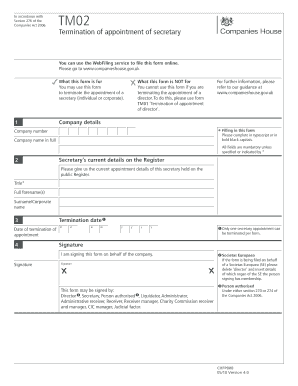 Letter of resolution to bank - termination of appointment for a secretary form