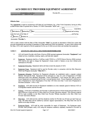Ohio ECC Provider Equipment Agreement