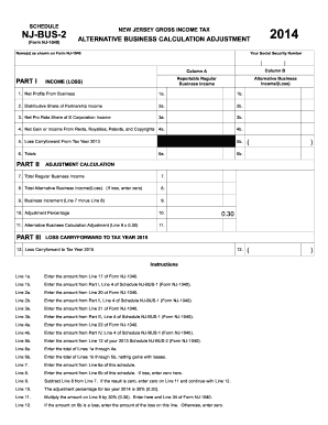 New Jersey Business Income Tax Adjustment Form