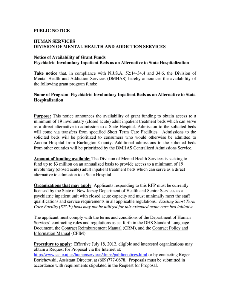 The Development of Psychiatric Involuntary Inpatient Beds as - state nj Preview on Page 1
