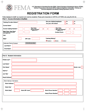 FEMA HazMat Training Registration Form