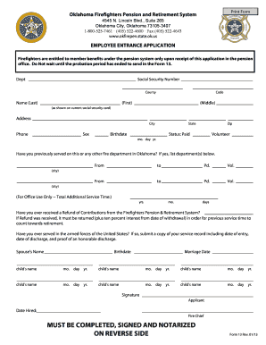 Form 13: Employee Entrance Application - State of Oklahoma - ok