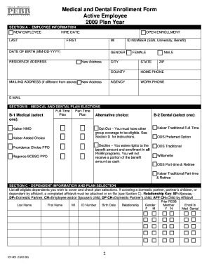 PEBB Medical and Dental Enrollment Form