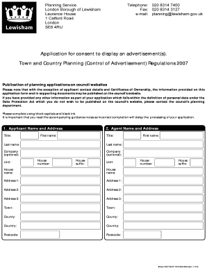 UK Advertisement Consent Application