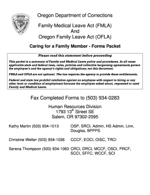 Oregon FMLA OFLA Family Medical Leave Request Form