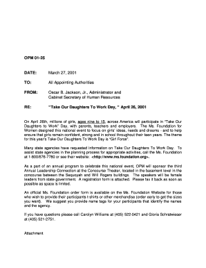 Take Our Daughters To Work Day Registration Form