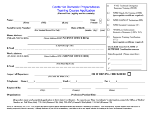WMD Training Course Application