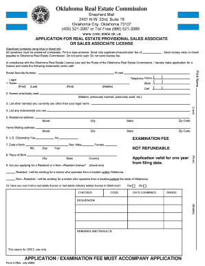 Oklahoma Real Estate Sales Associate License Application